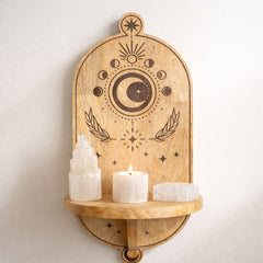 Moon Phase & Tree Carved Arch Wall Shelf product image 3