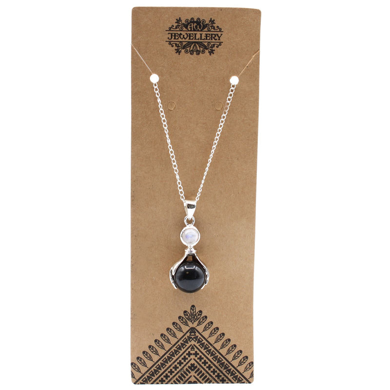 Gemstone Healing Hands Pendant - Black Agate product image