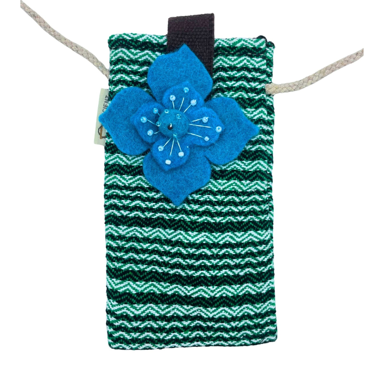 Phone Holder Bag Stripes Green - flower decor product image