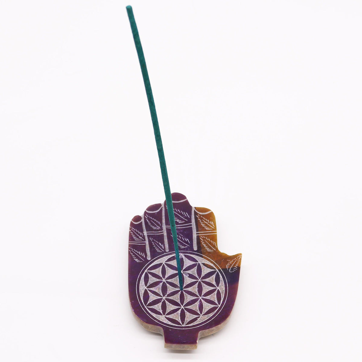 Soapstone Med Hamsa Incense Holder - Flower of Life product image 3