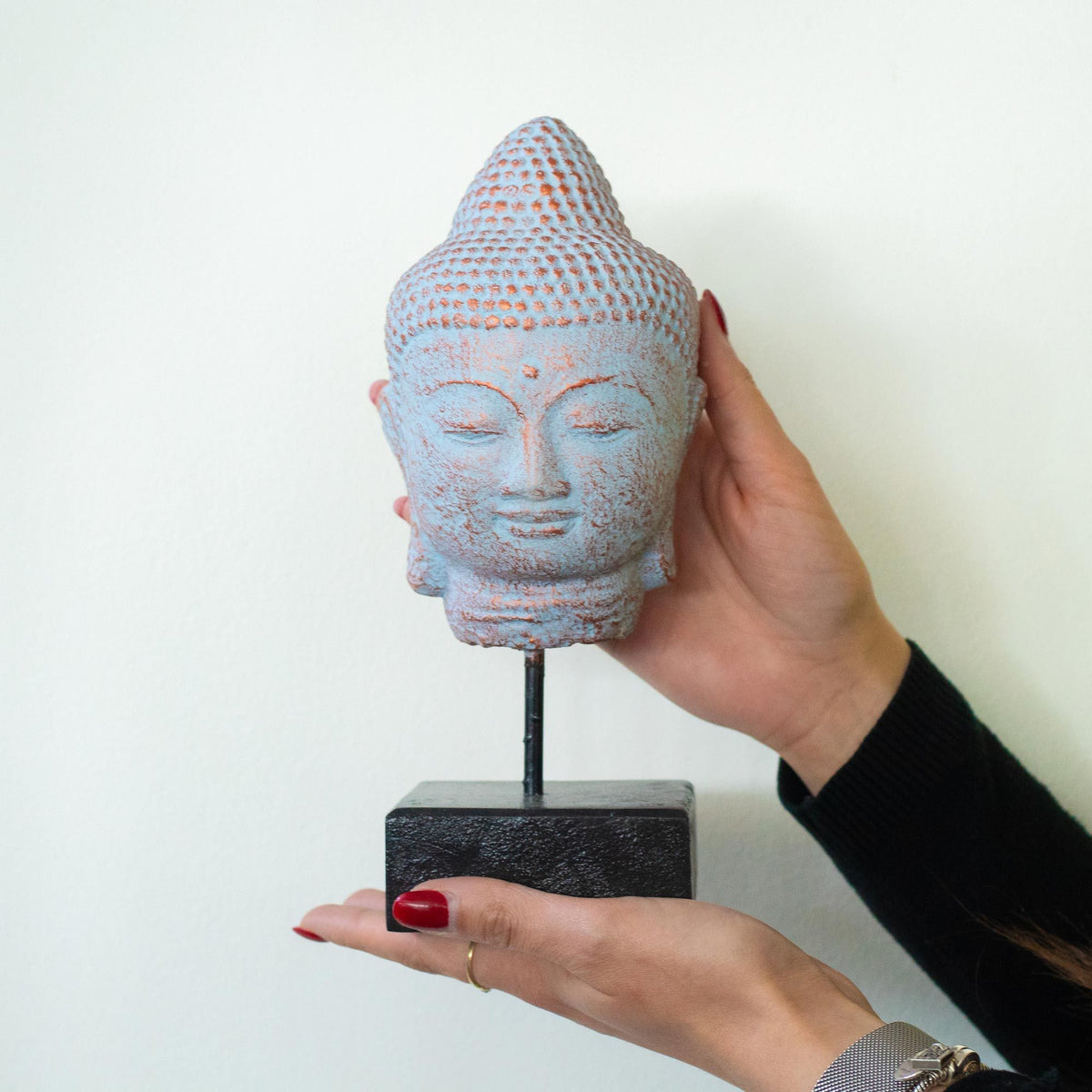 Stillness Buddha Head on Stand - Blue Copper product image 2