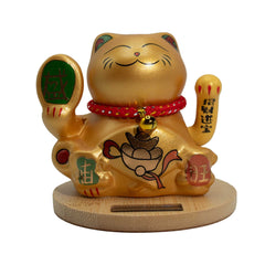 Solar Money Cat Wooden Base - Gold moving Hand product image 2