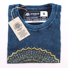 Nomad Sari Stonewashed Cotton T-Shirt – Mandala – Blue – Small product image 3