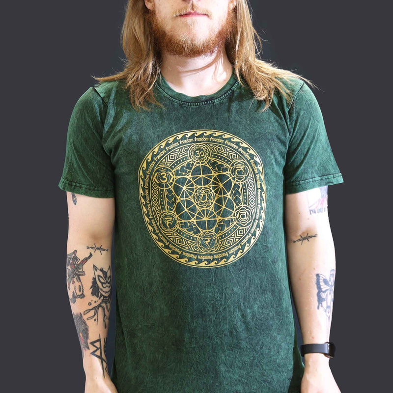 Nomad Sari Stonewashed Cotton T-Shirt – Chakra – Green – Large product image