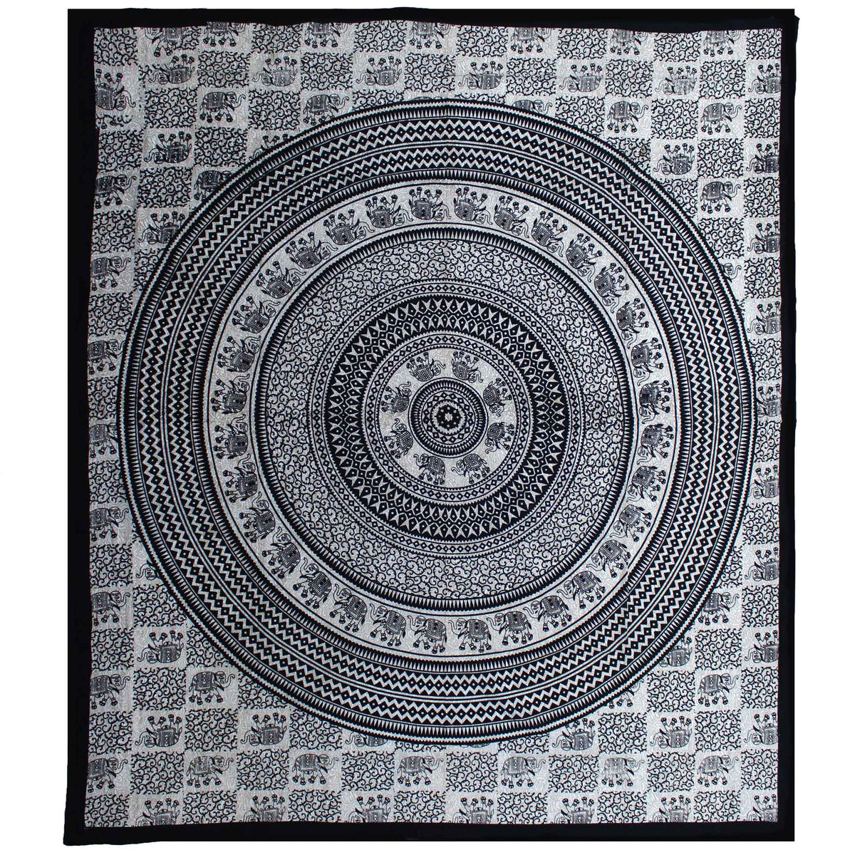 Double Cotton Bedspread + Wall Hanging - Mono - Elephant Mandala product image