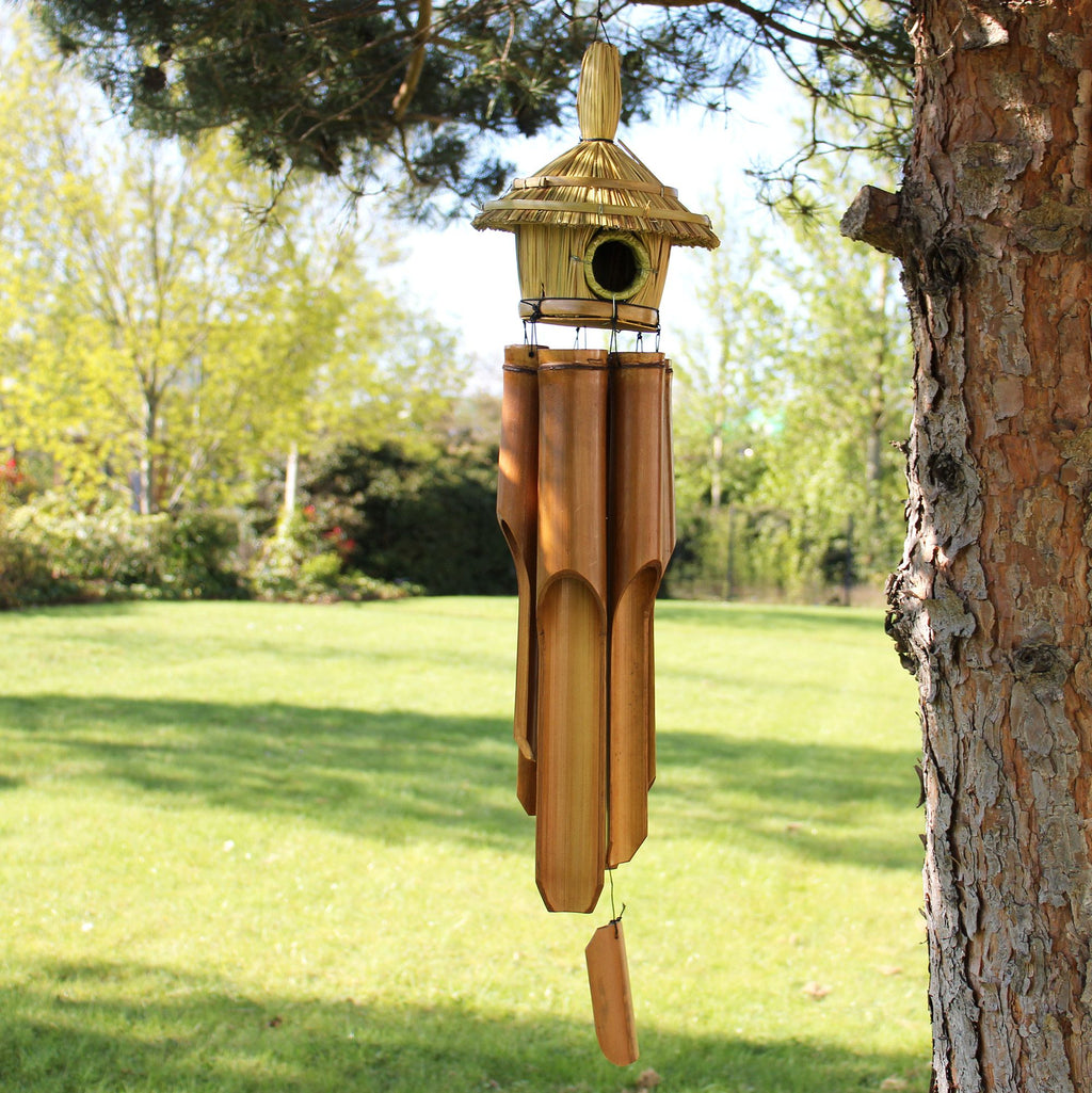 Lrg Round Seagrass Bird Box with Chimes 56x20cm product image 2