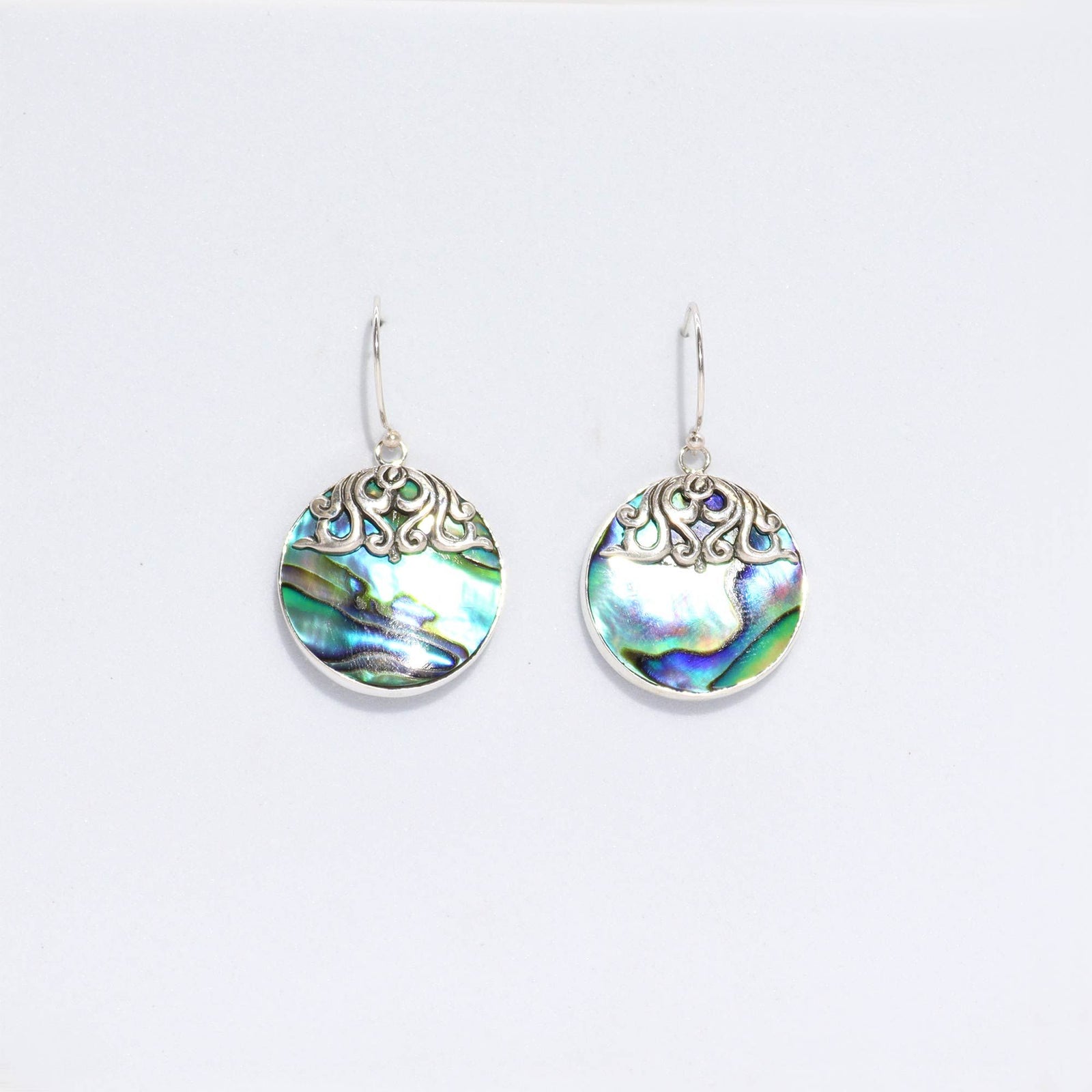 Shell & Silver Earrings - Classic Disc - Abalone product image