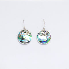 Shell & Silver Earrings - Classic Disc - Abalone product image
