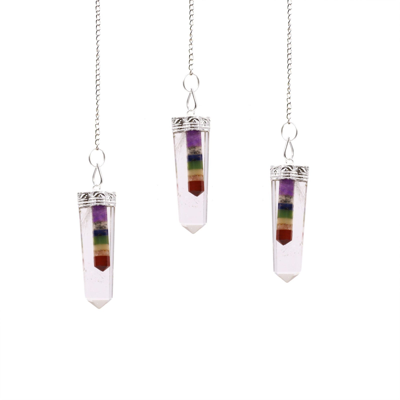 Crystal - 7 Chakra Bounded Thin Point Flat Pendant product image