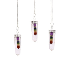Crystal - 7 Chakra Bounded Thin Point Flat Pendant product image
