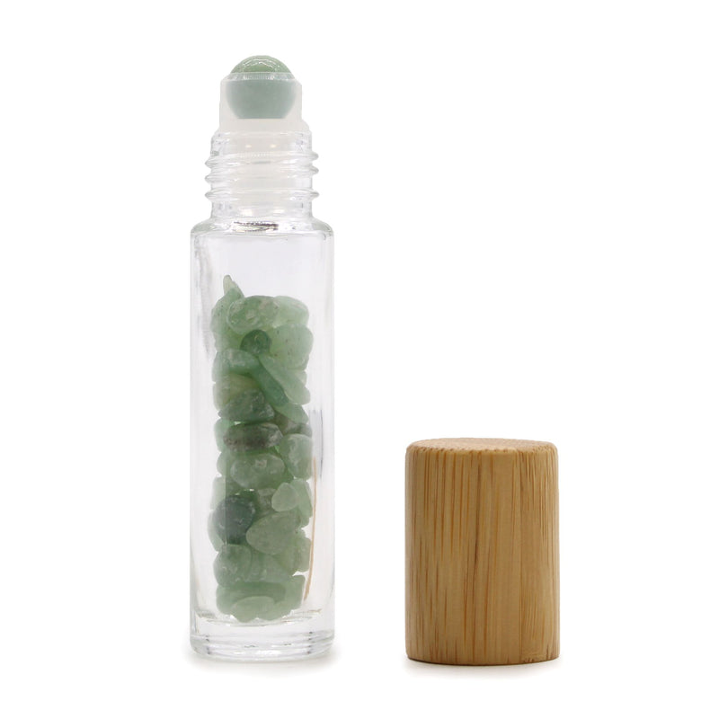 Gemstone Essential Oil Roller Bottle - Aventurine - Wooden Cap product image
