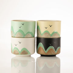 Thousand Miles - Tea Set - Four Cups - Ceremonial Cloth & Bamboo Grip