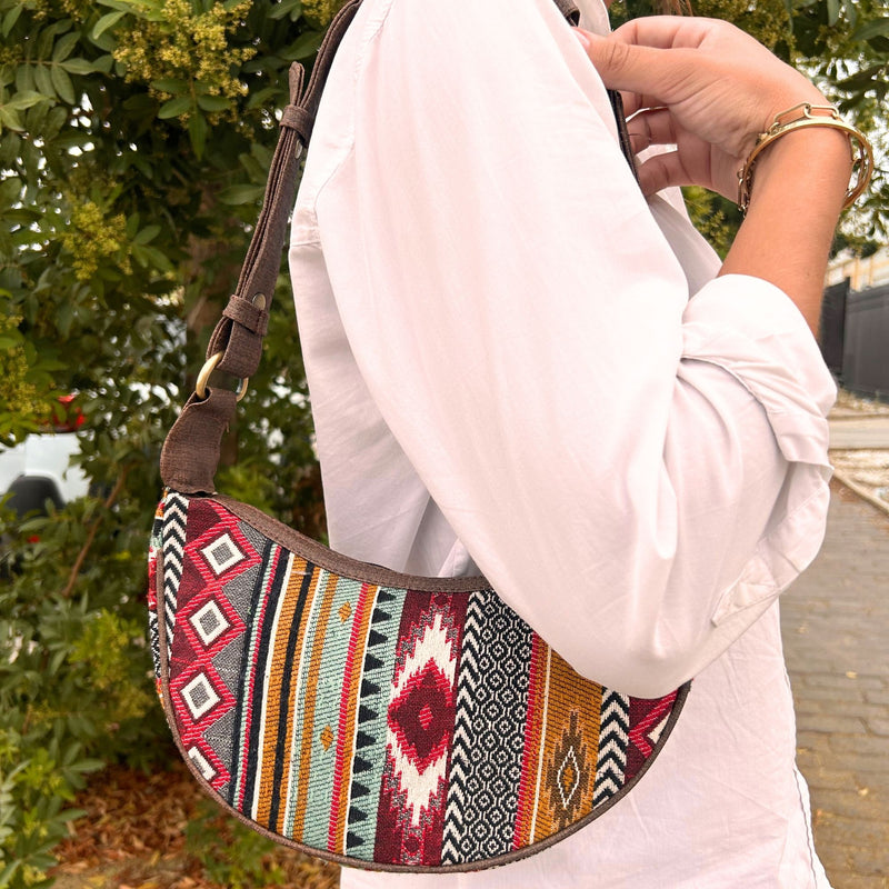 Jacquard Hobo Bag - Rich Browns (brown strap) product image