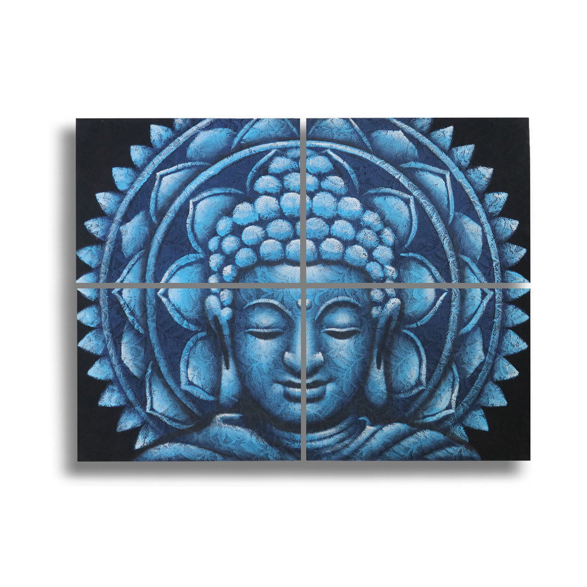 Set of 4 Blue Buddha Mandala Brocade Detail 30x40cm product image