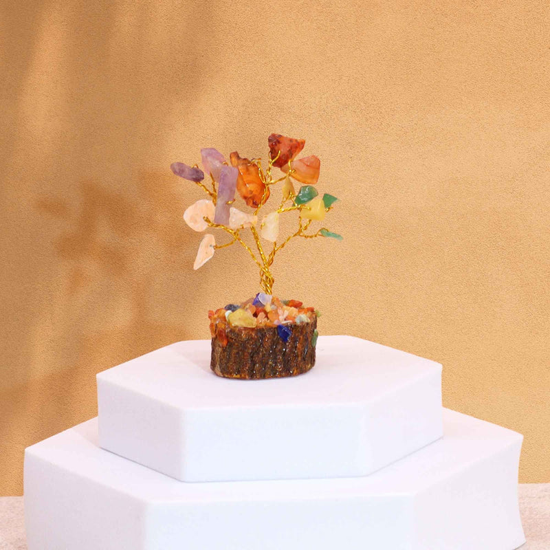 Mini Gemstone Tree On Wood Base - Multi Stones (15 stones) product image