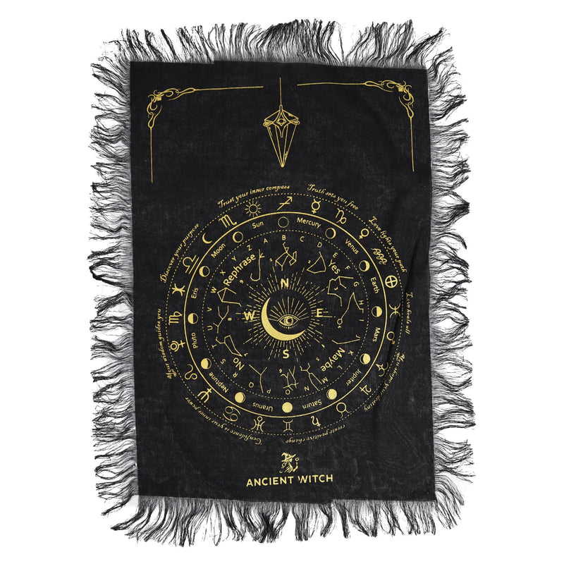 Ancient Witch Pendulum Divination Cloth - All Seeing Eye - Black & Gold product image