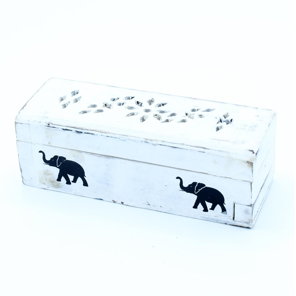 White Washed Incense Holder - Cone Smoke Box 15 cm product image 2