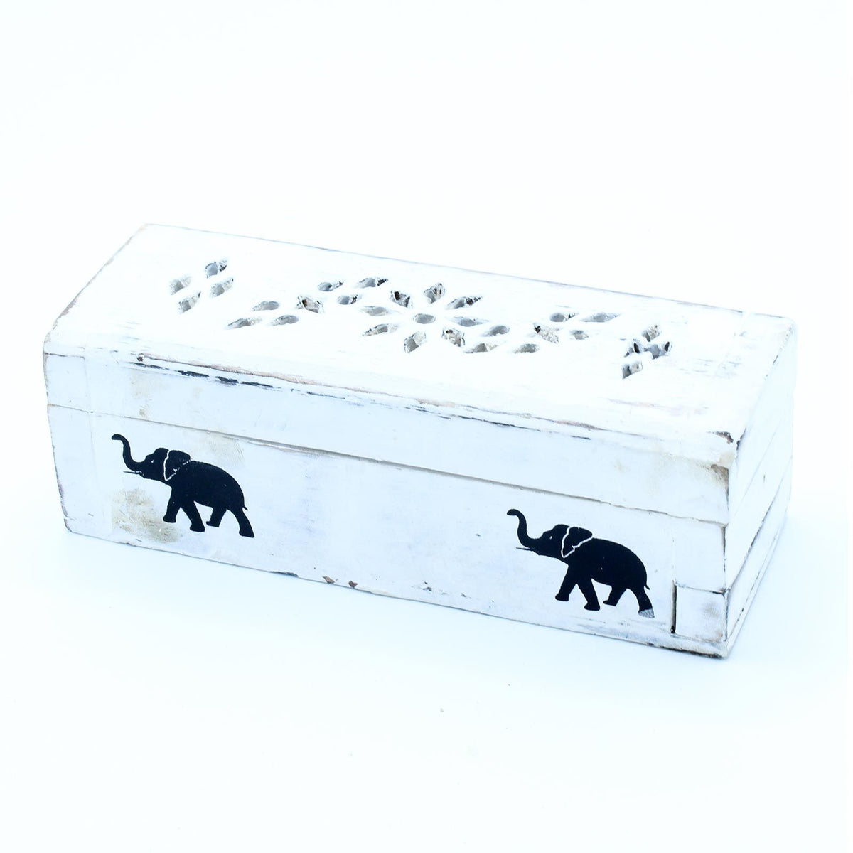 White Washed Incense Holder - Cone Smoke Box 15 cm product image 2