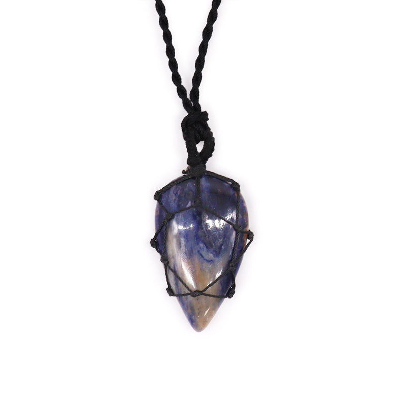 Laced Gemstone Teardrop Pendant - Sodalite product image