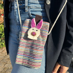 Phone Holder Bag Stripes Pink - bunny decor product image 4