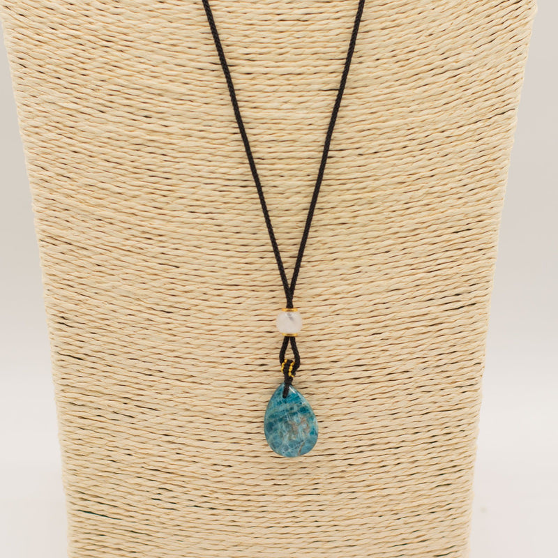 Cord Necklace Gemstone Pendant - Howlite Teardrop product image
