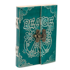 Leather Green Peace with Lock Notebook (7x5") product image