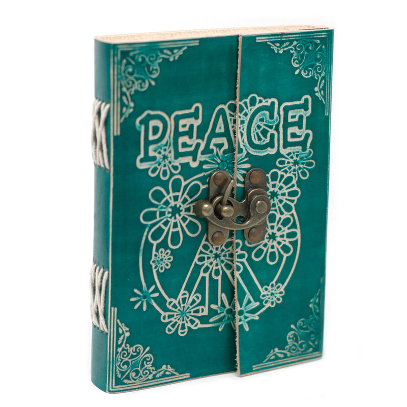 Leather Green Peace with Lock Notebook (7x5") product image