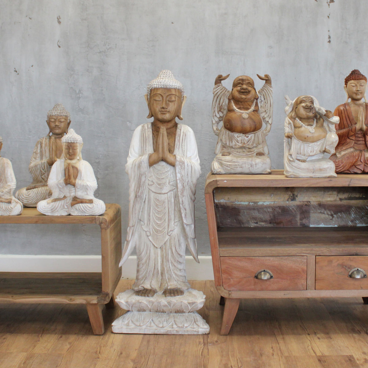 Buddha Statue Standing - Whitewash - 1m Welcome product image 2