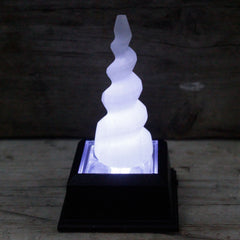 Selenite Spiral Unicorn Horn Tower - 10 cm product image 3