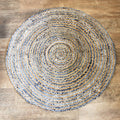 Round Jute and Recycle Denim Rug - 120 cm product image