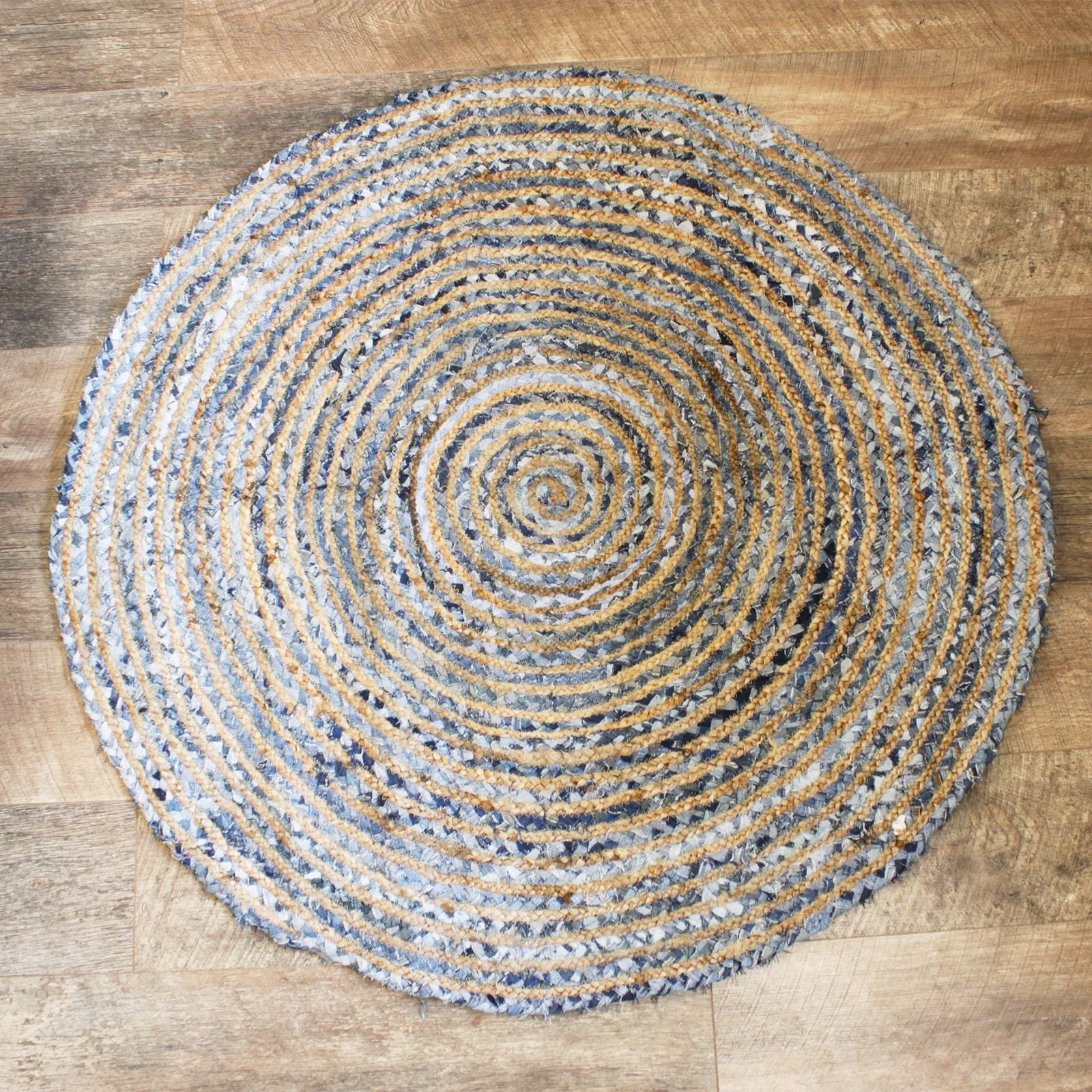 Round Jute and Recycle Denim Rug - 120 cm product image