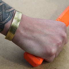 Brass Tibetan Bracelet - Wide Tribal Leaf product image 2