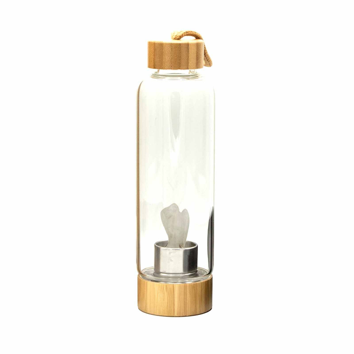 Crystal Infused Glass Water Bottle - Cleansing Clear Quartz - Angel - product image 2