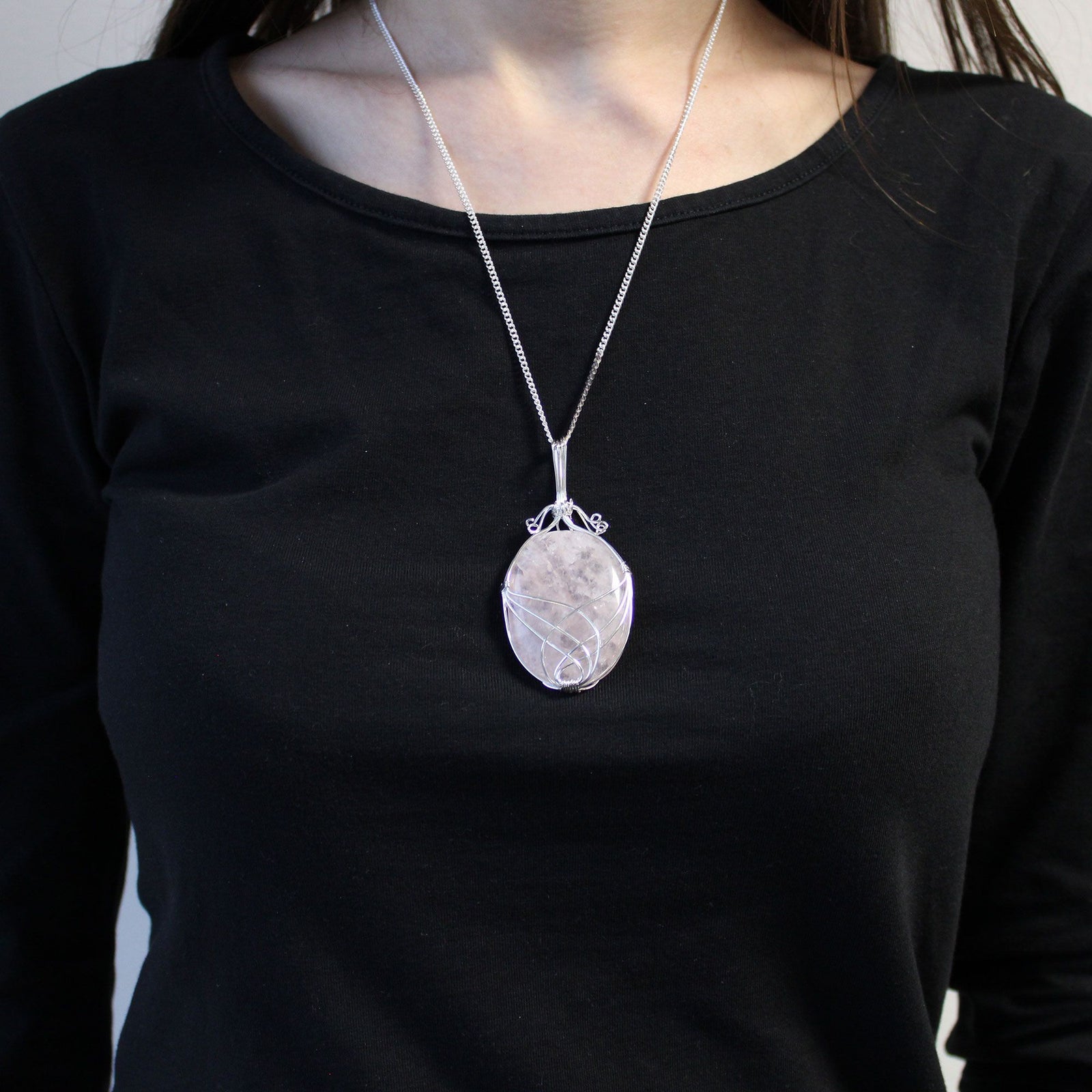 Swirl Wrapped Gemstone Necklace - Opalite product image