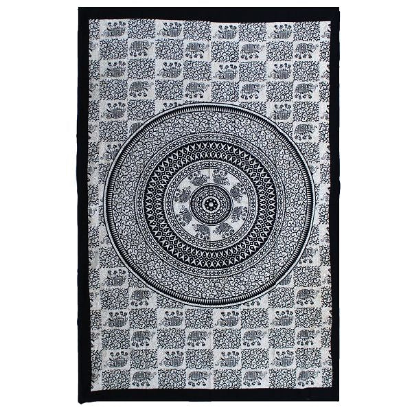 Single Cotton Bedspread + Wall Hanging - Mono - Elephant Mandala product image