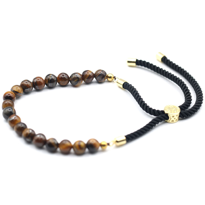 18K Gold Plated Gemstone Black String Bracelet - Tiger Eye product image