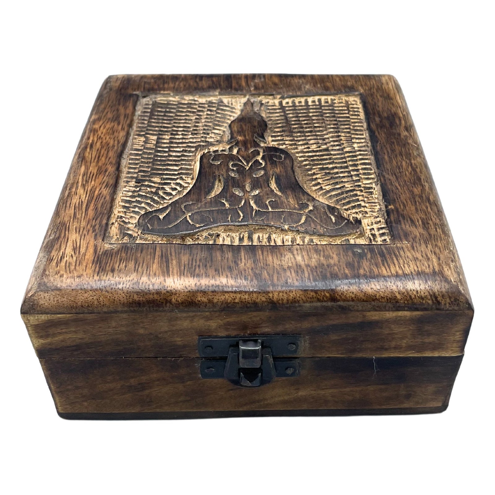 Square Wooden Keepsake Box 13x13x6cm - Buddha product image