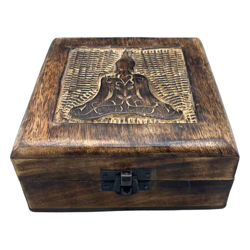 Square Wooden Keepsake Box 13x13x6cm - Buddha product image