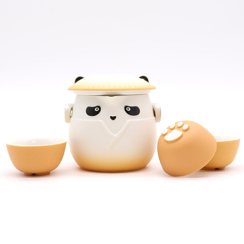Panda Teapot Set & Three Cups - Orange product image
