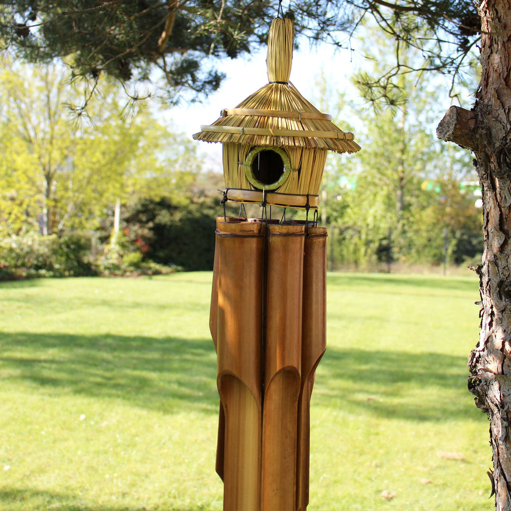 Lrg Round Seagrass Bird Box with Chimes 56x20cm product image