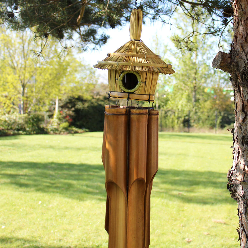 Lrg Round Seagrass Bird Box with Chimes 56x20cm product image