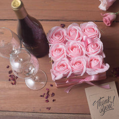 Soap Flower Gift Bouquet - 13 Pink Roses - Heart product image 12