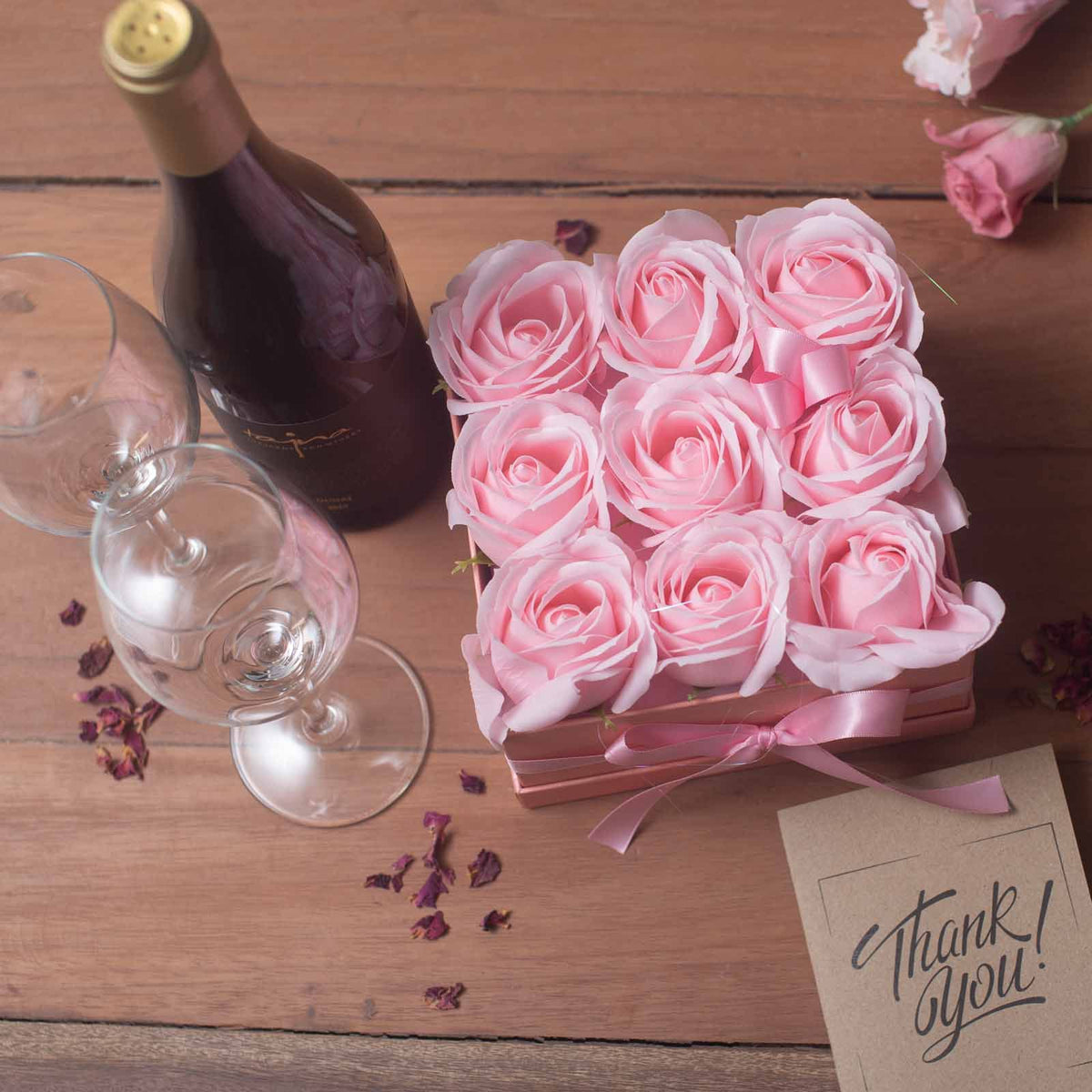 Soap Flower Gift Bouquet - 13 Pink Roses - Heart product image 12