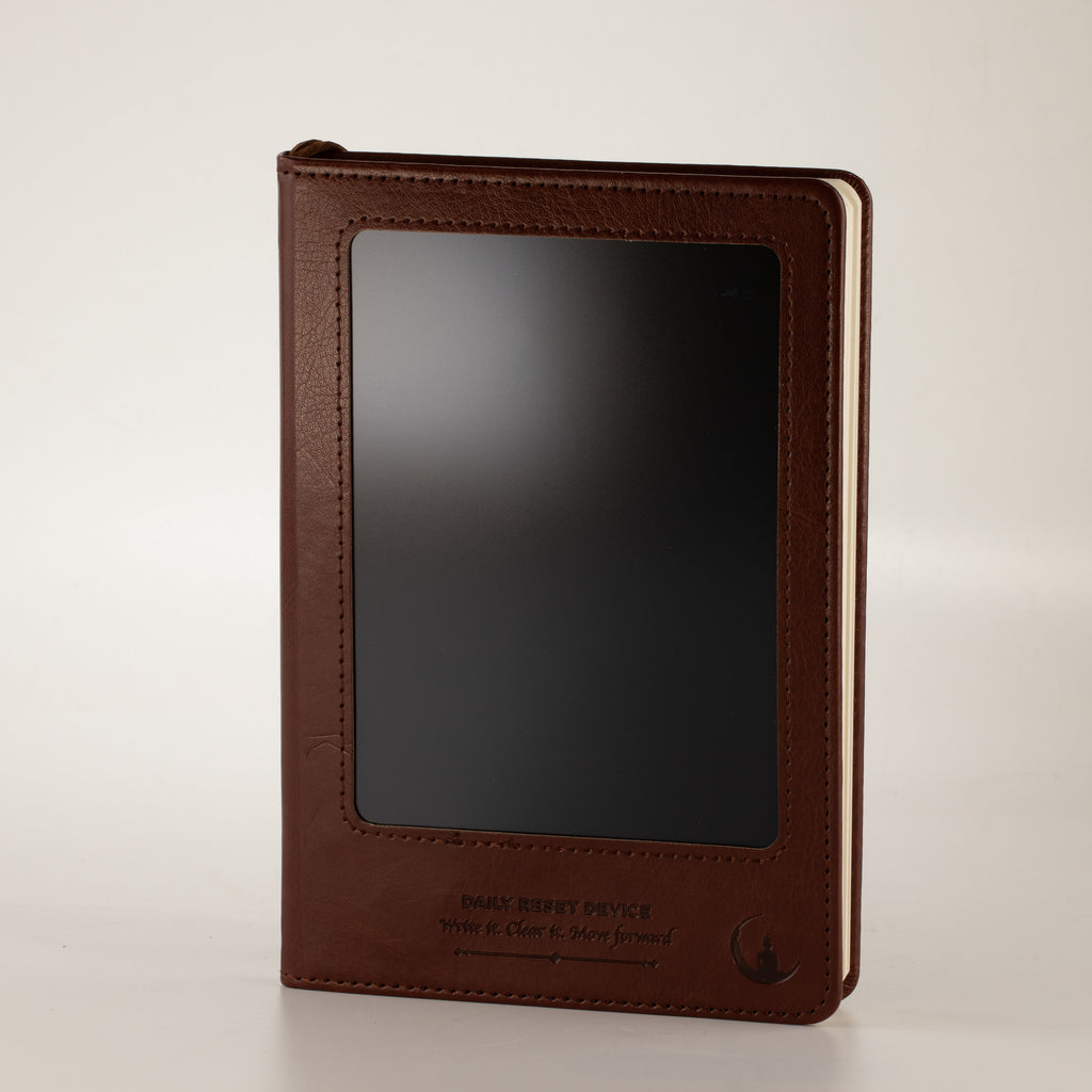 A5 Intention Note Book - LCD Wipe Screen - Brown Leather Effect - 80 Leafs - product image 8