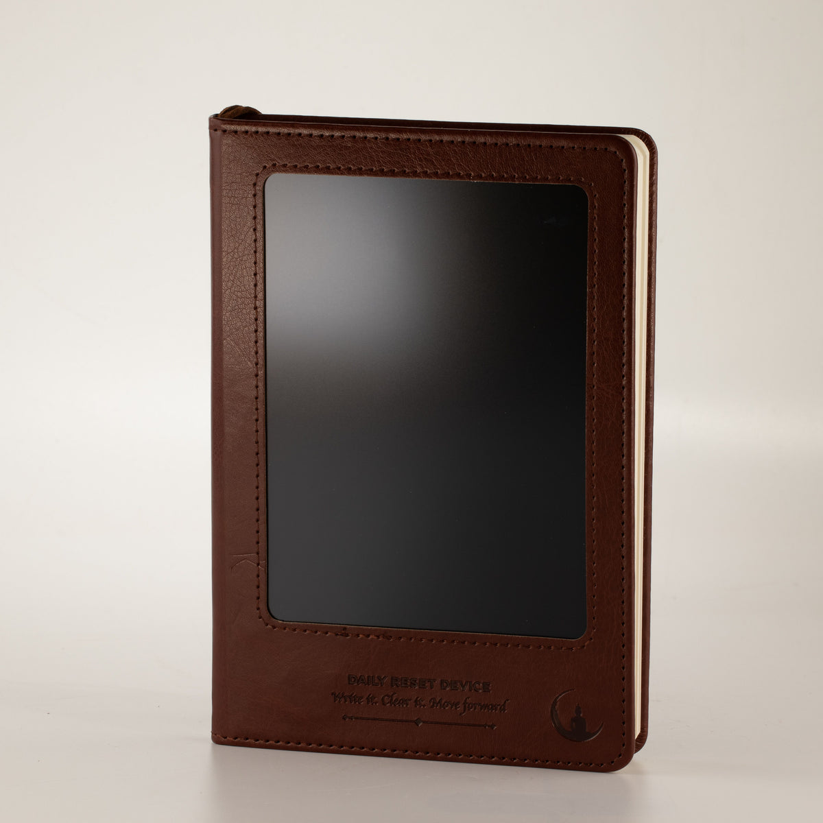 A5 Intention Note Book - LCD Wipe Screen - Brown Leather Effect - 80 Leafs - product image 8