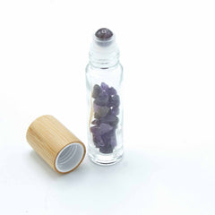 Gemstone Essential Oil Roller Bottle - Amethyst - Wooden Cap product image 4