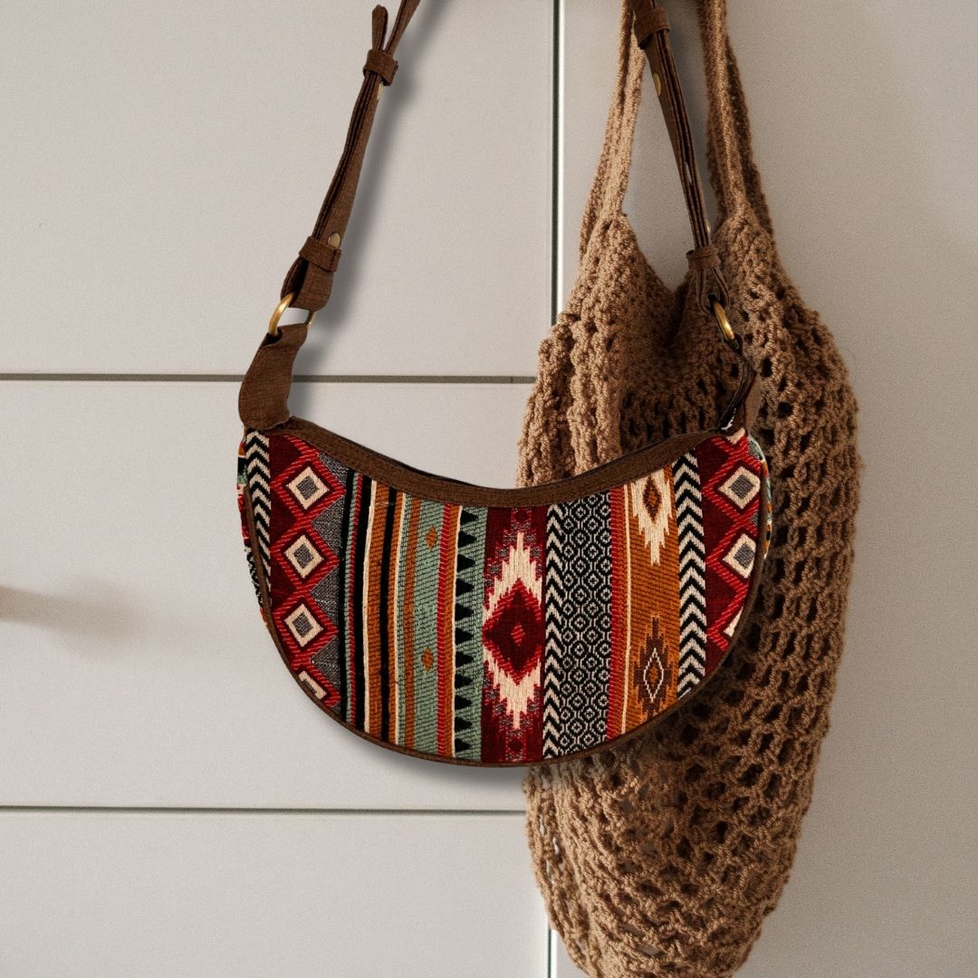 Jacquard Hobo Bag - Rich Browns (brown strap) product image 4