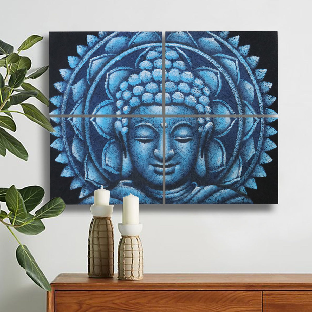 Set of 4 Blue Buddha Mandala Brocade Detail 30x40cm product image 2