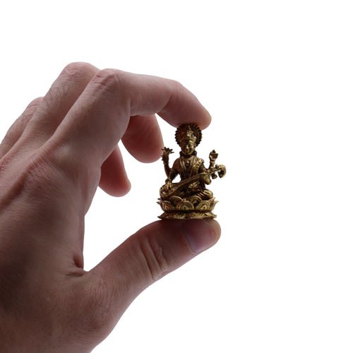 Brass Miniature Gods - Sarswati (22gms) - 34mm product image 2