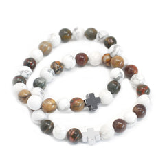 Set of 2 Gemstones Friendship Bracelets - Peace - Picasso Jasper & White Howlite product image 6